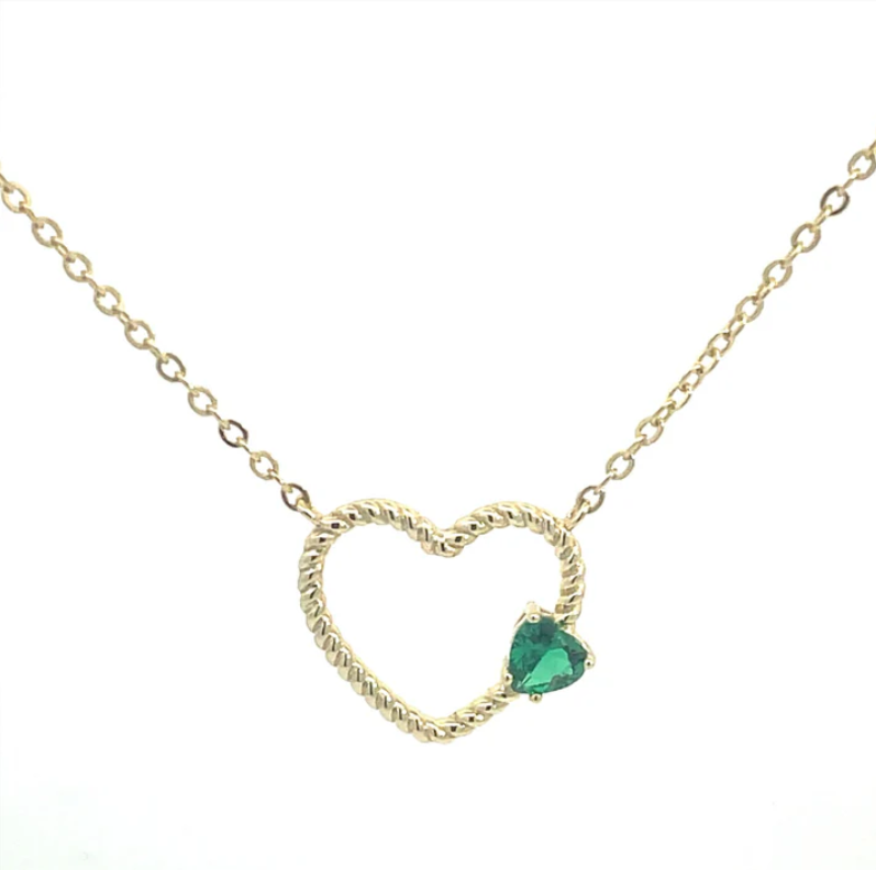 Gold/Green Heart Necklace Plata 925