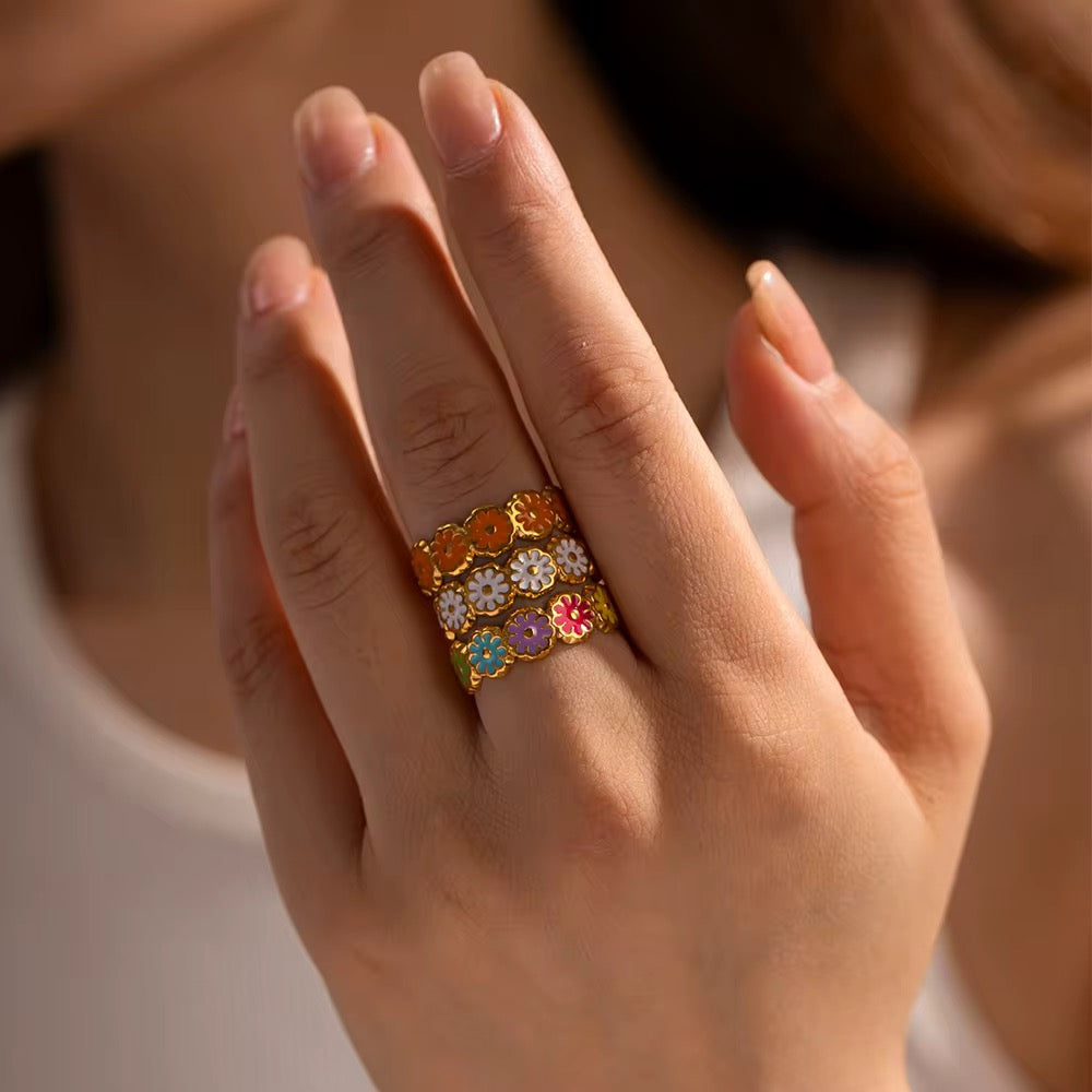 Laila Orange Enamel Ring